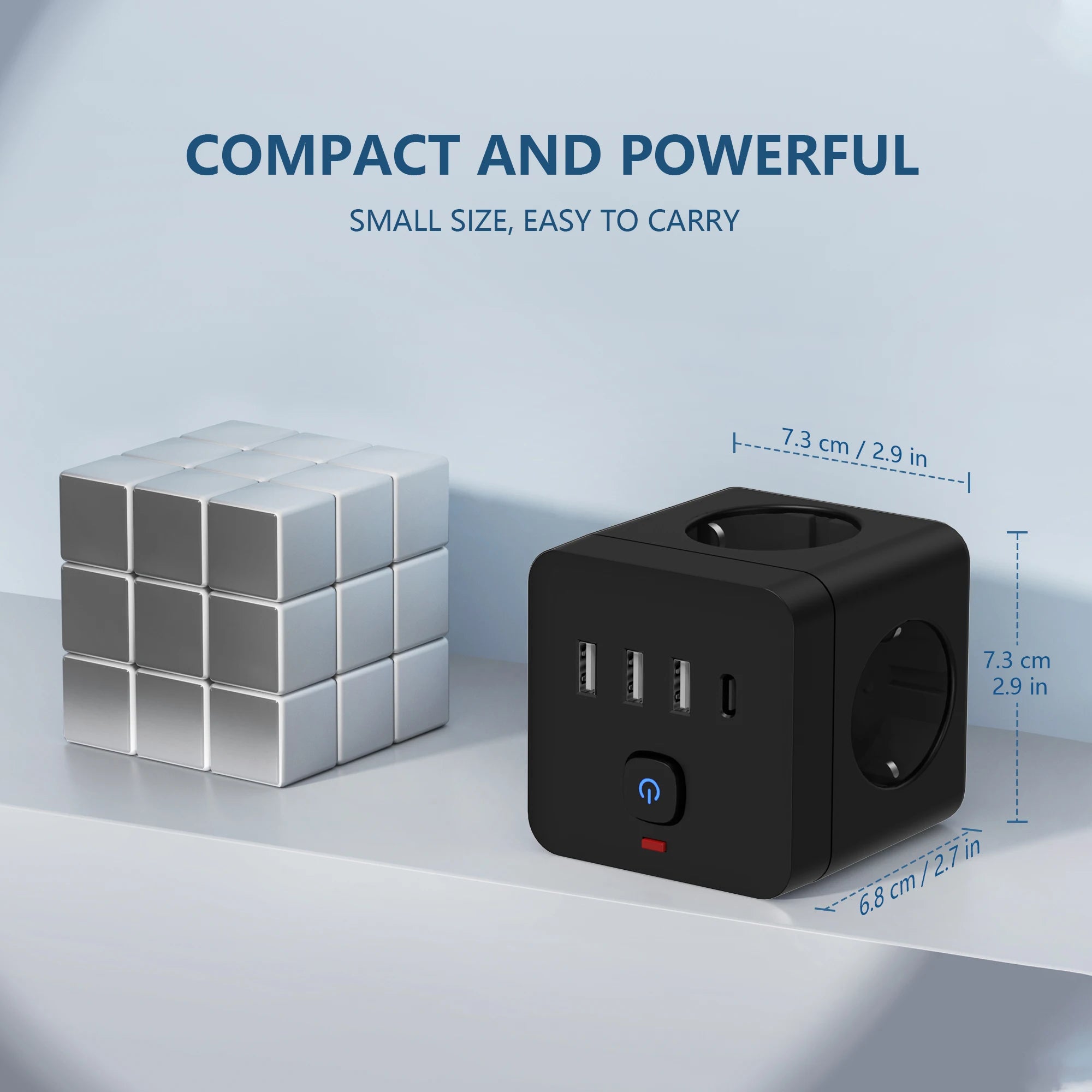 Multiprise Cube 7 en 1 – USB, Type-C & Sécurité