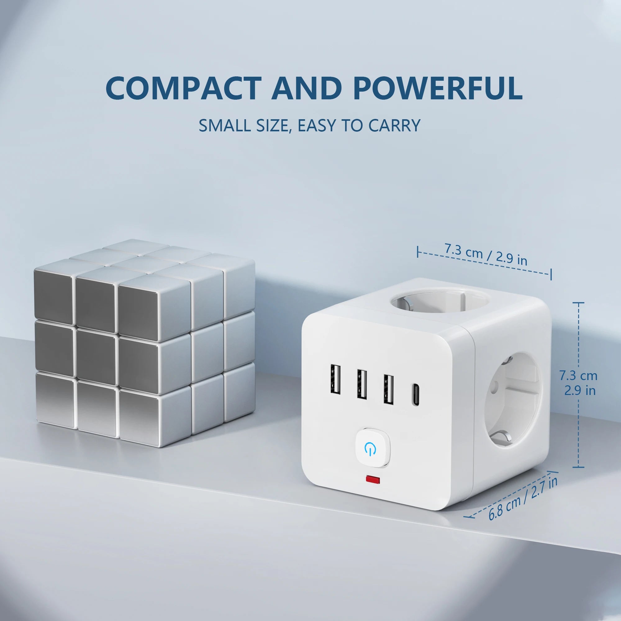 Multiprise Cube 7 en 1 – USB, Type-C & Sécurité