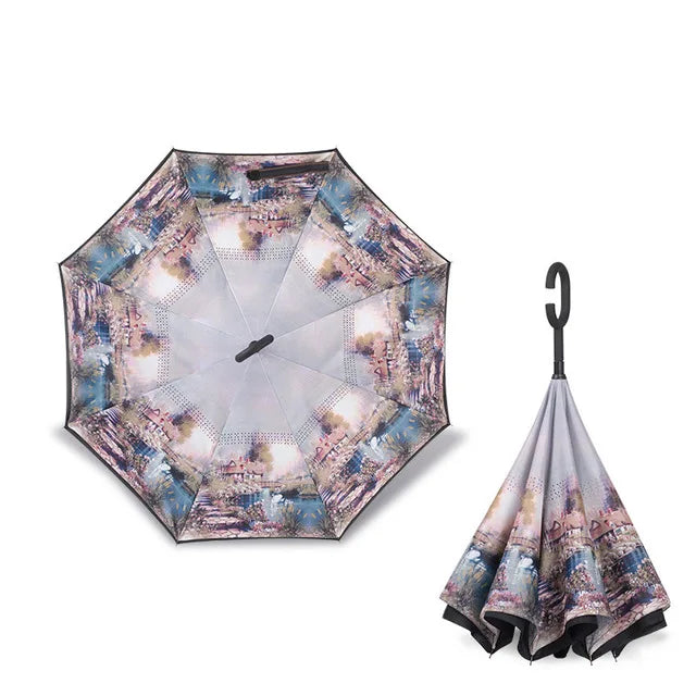 Parapluie à Ouverture Inversée - Résistant au Vent