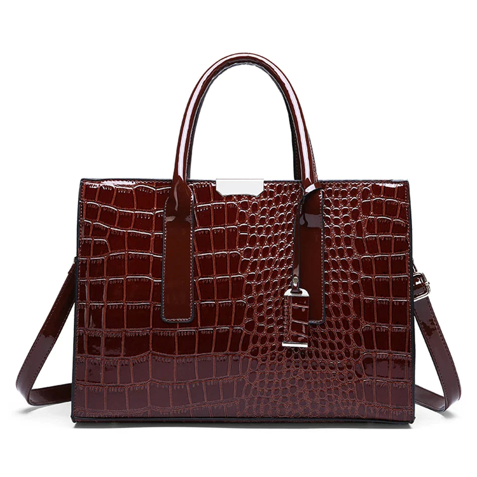 Ensemble Sac cabas croco avec porte-feuille et porte-carte
