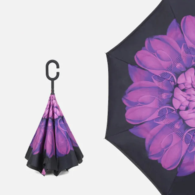 Parapluie à Ouverture Inversée - Résistant au Vent