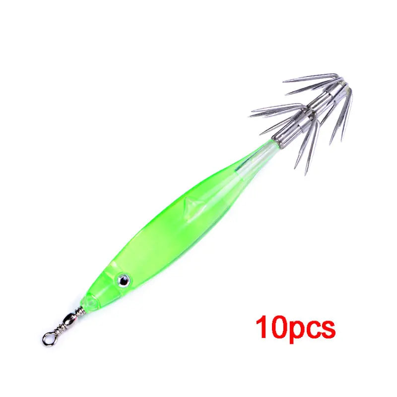 Lot de 10 Leurres de Pêche Balleo Imitation Calamar – 7 cm, 3,5 g, 5 Coloris – Hameçons en Acier au Carbone