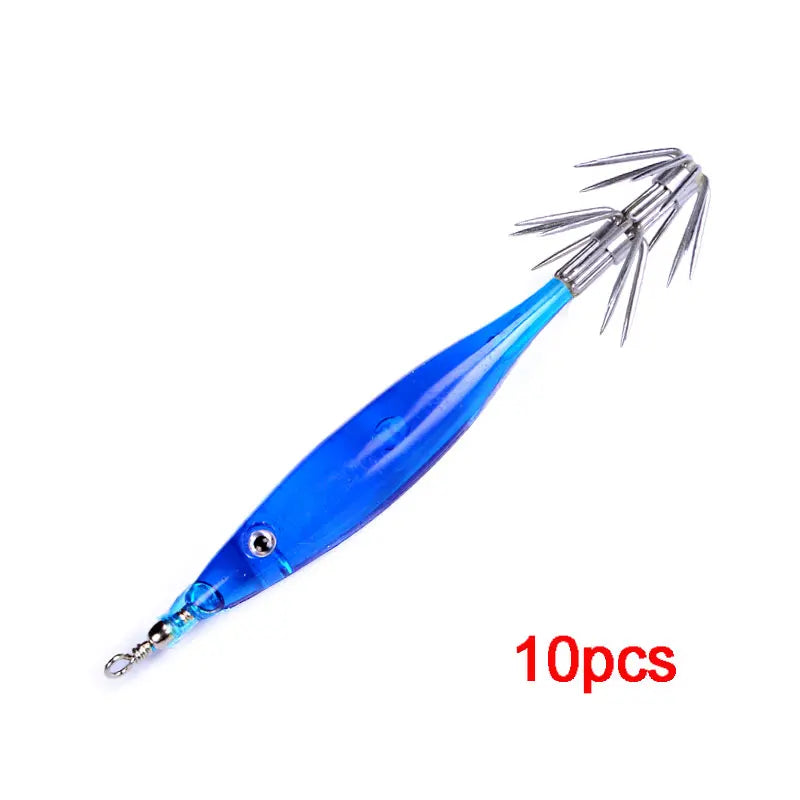 Lot de 10 Leurres de Pêche Balleo Imitation Calamar – 7 cm, 3,5 g, 5 Coloris – Hameçons en Acier au Carbone