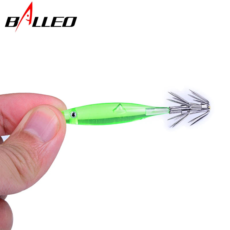 Lot de 10 Leurres de Pêche Balleo Imitation Calamar – 7 cm, 3,5 g, 5 Coloris – Hameçons en Acier au Carbone