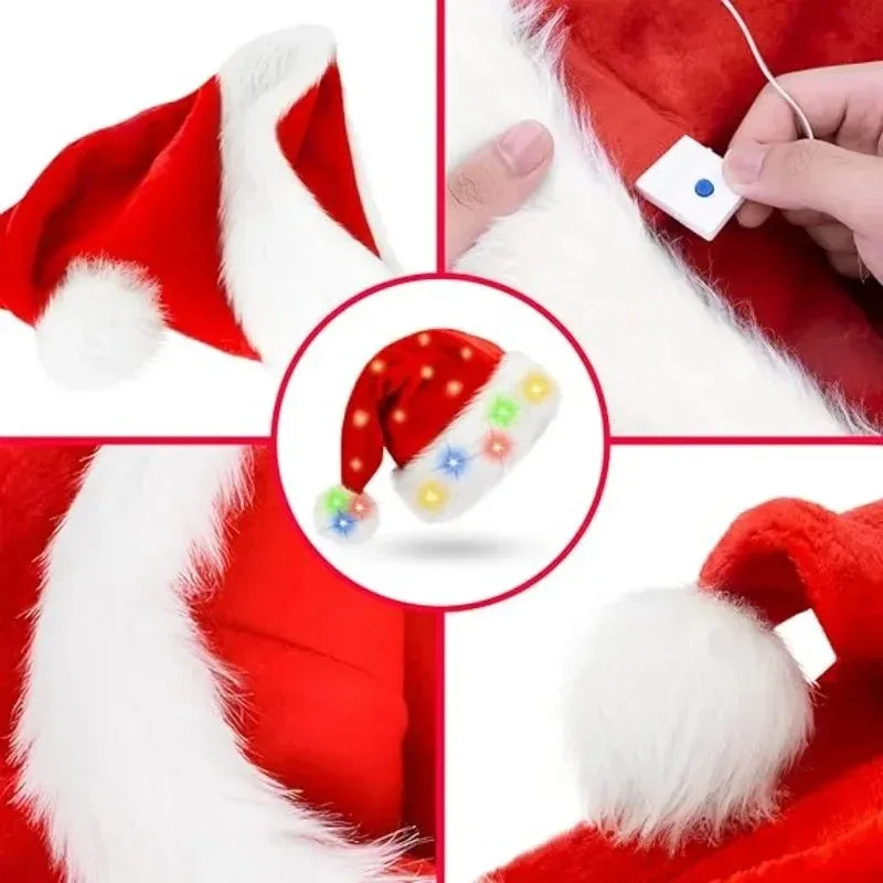 Bonnet de Père de Noël Lumineux à LED