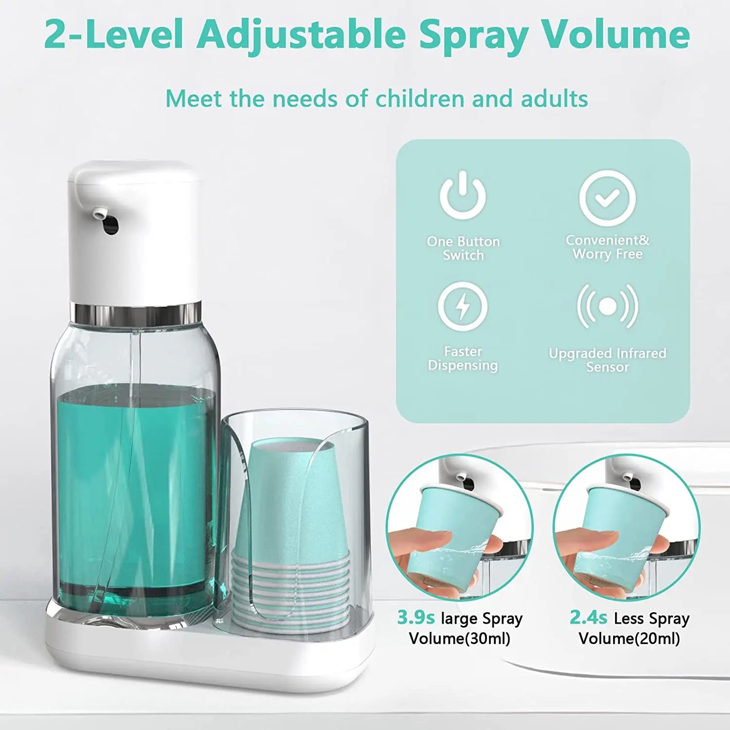 Distributeur automatique de rince bouche avec gobelets