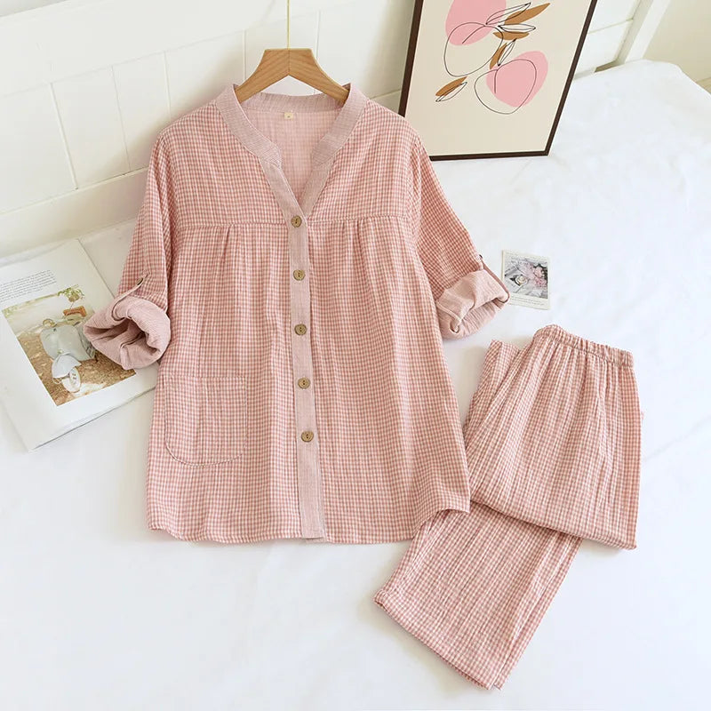Pyjama en Gaze de Coton Blouse & Pantalon Femme - Printemps