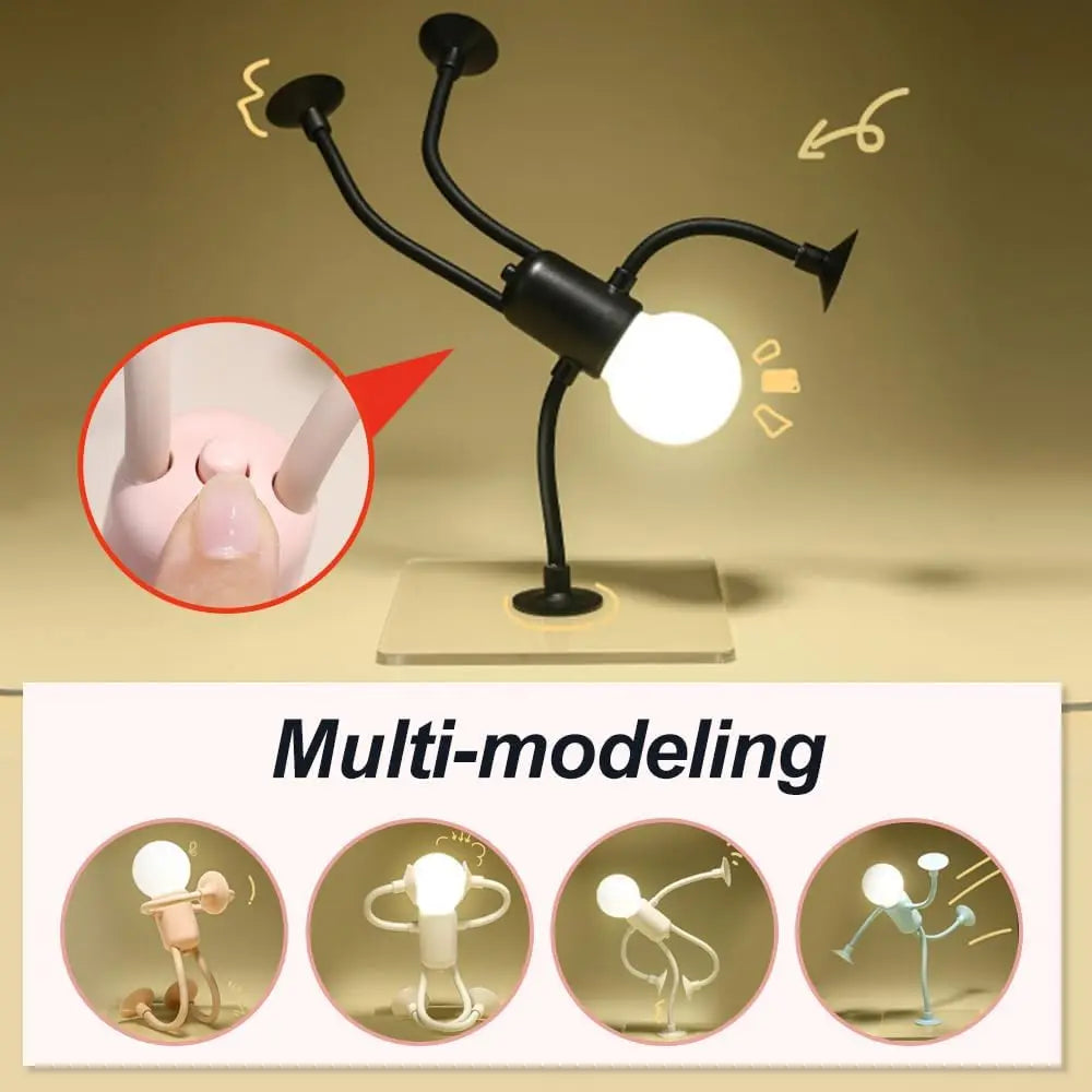 Lampe Veilleuse Flexible Ventouse en Forme de Bonhomme