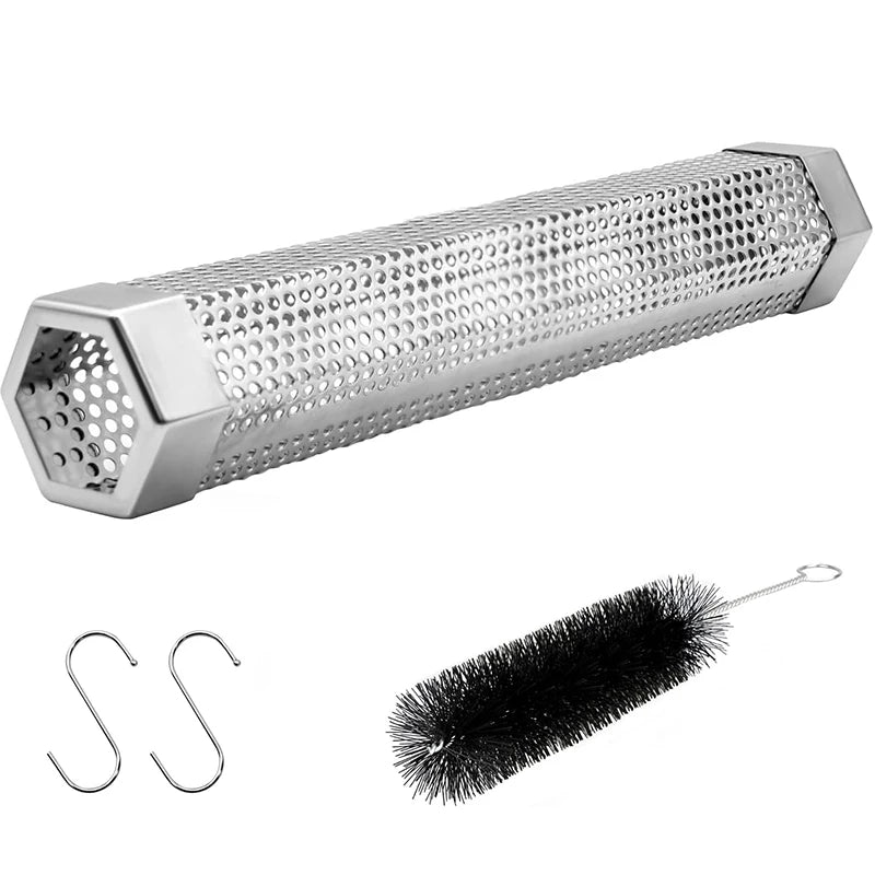 Tube Fumoir Hexagonal Inox 30cm pour Granulés BBQ — Fumage Froid & Chaud 5h