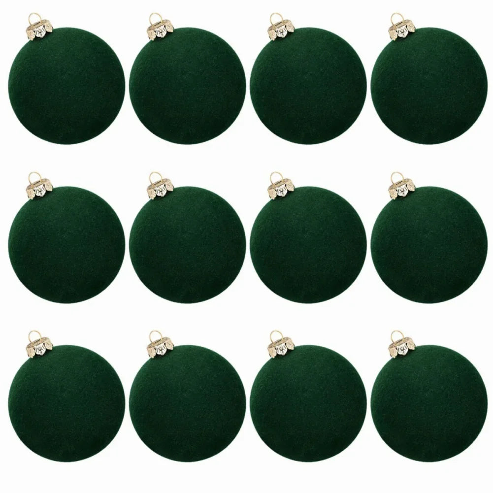 Ensemble de 12 Boules de Noël en Velours 5cm