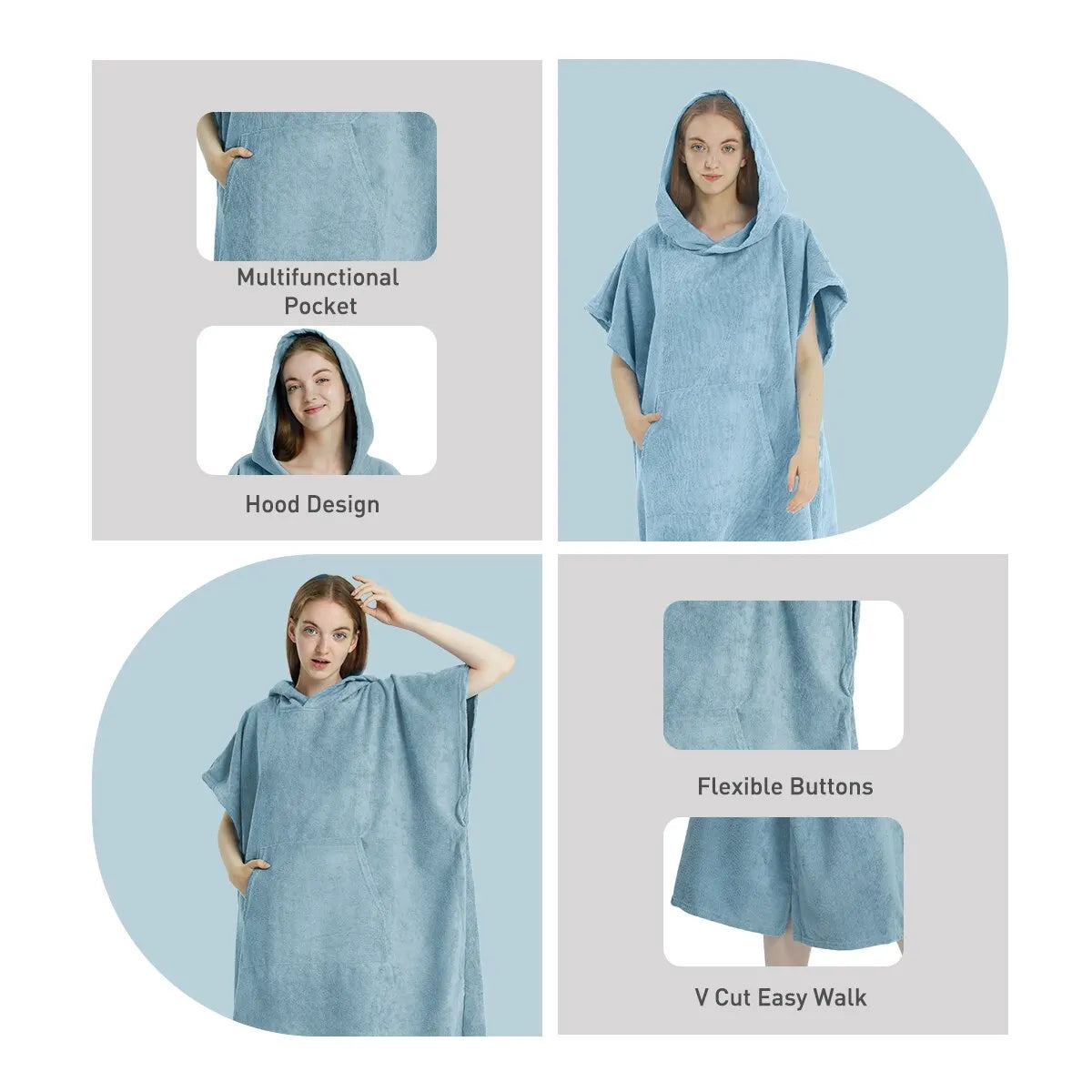 Poncho Serviette Microfibre à Séchage Rapide & Capuche