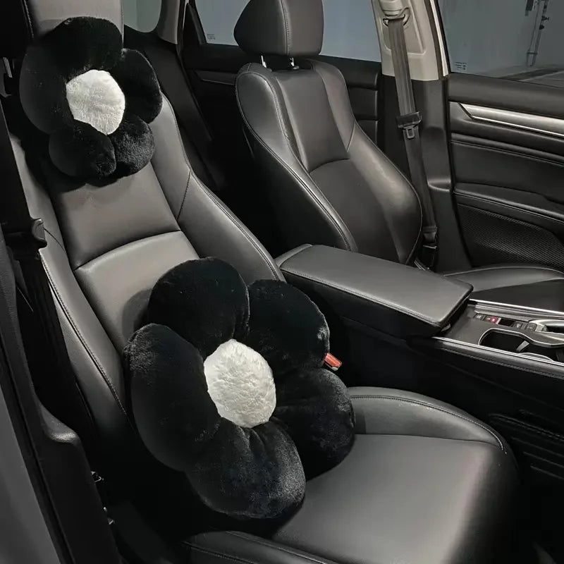 2x Oreillers de Voiture à Fleurs - Tête & Lombaires