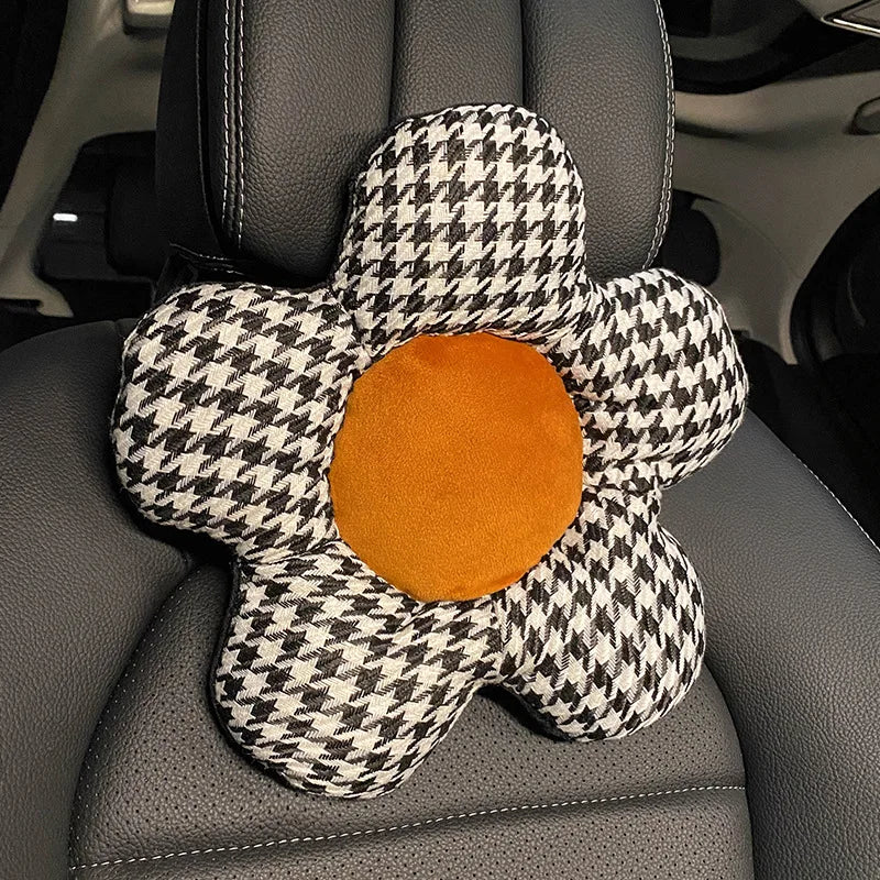 2x Oreillers de Voiture à Fleurs - Tête & Lombaires