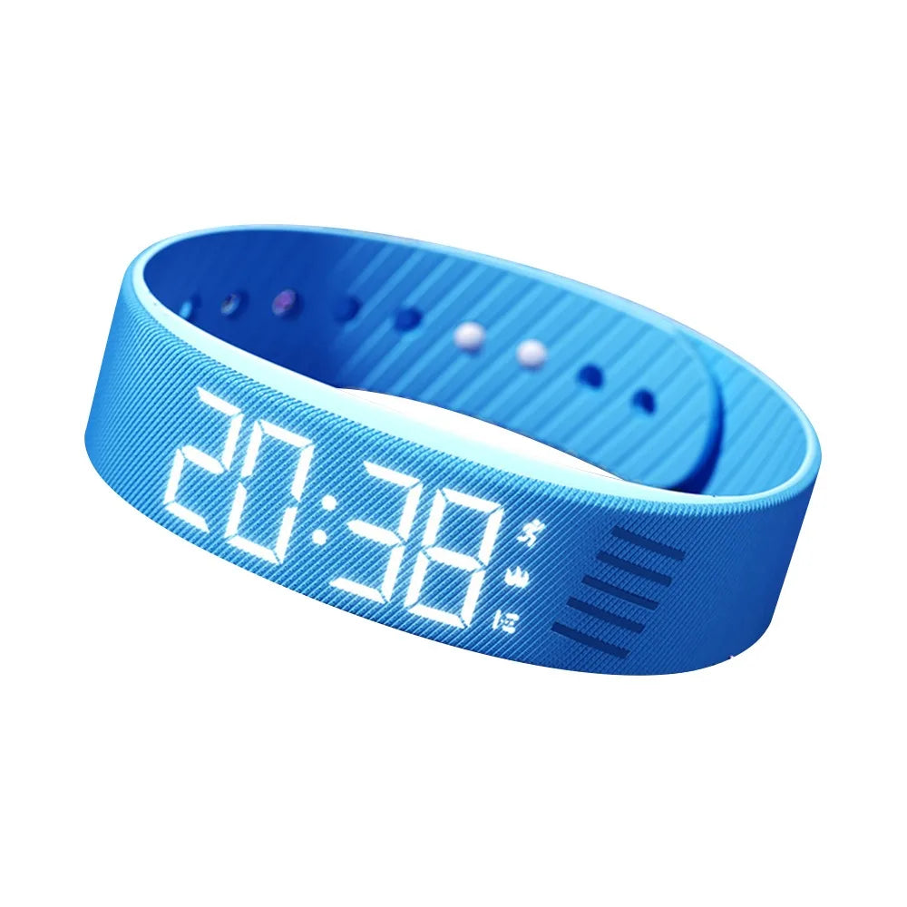 Bracelet Réveil Vibrant Étanche – Horloge LED avec Alarme, Podomètre et Bracelet Réglable