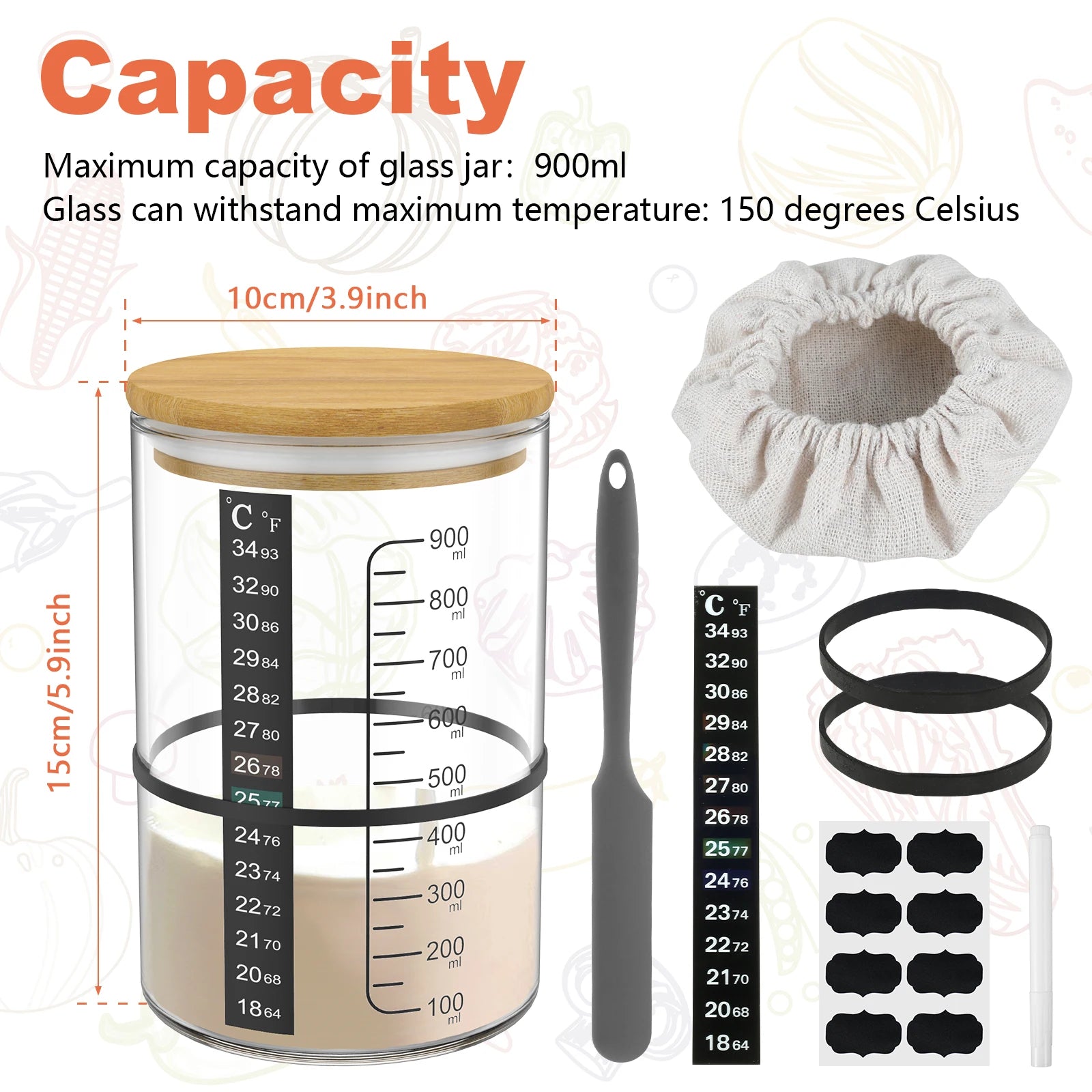 Kit Complet de Fermentation Levain 900ML - 8PCS