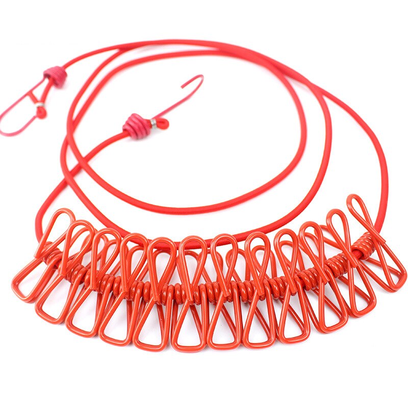 Corde élastique de séchage des vêtements voyage - 12 clips