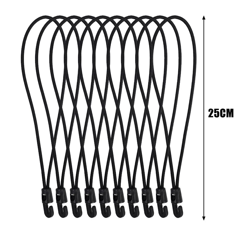 Lot de 30 Cordes Élastiques avec Crochets – Attaches Multifonctions Haute Élasticité – Camping, Bagages, Vélo & Voiture
