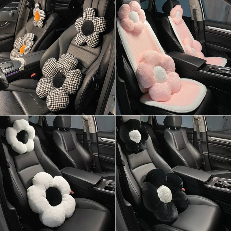 2x Oreillers de Voiture à Fleurs - Tête & Lombaires