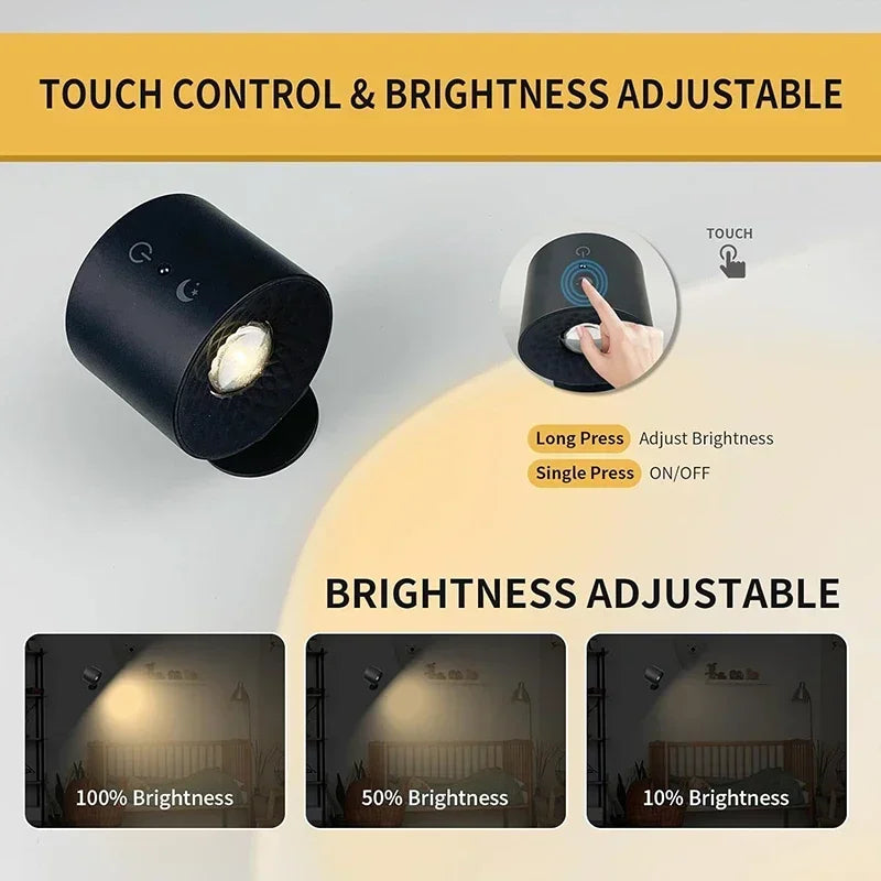 Lampe Murale LED à Double Tête 360° avec Télecommande