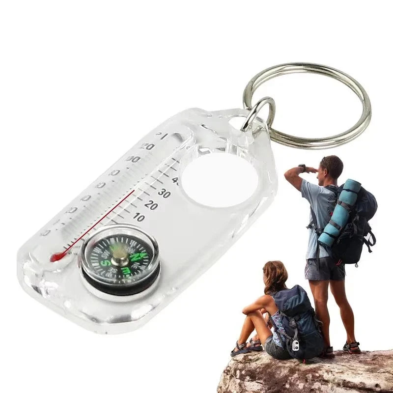 Porte-Clés Multifonction 3-en-1 : Boussole, Thermomètre et Loupe- 1 ACHETÉ = 1 OFFERT