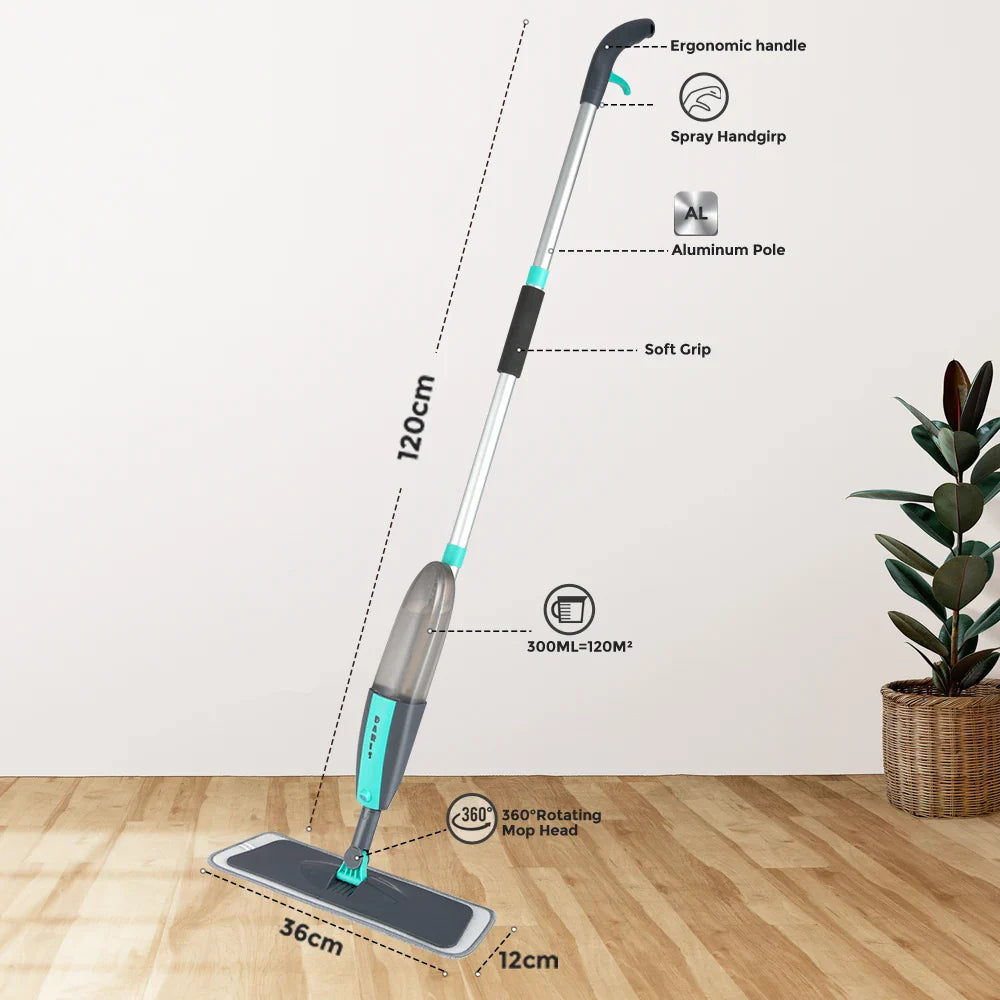 Balai Spray 360° avec 2 Tampons Microfibres + 1 Crochet OFFERTS