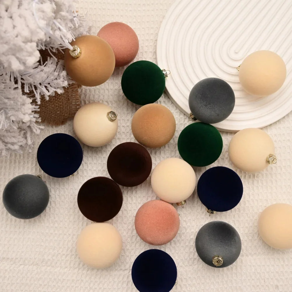 Ensemble de 12 Boules de Noël en Velours 5cm