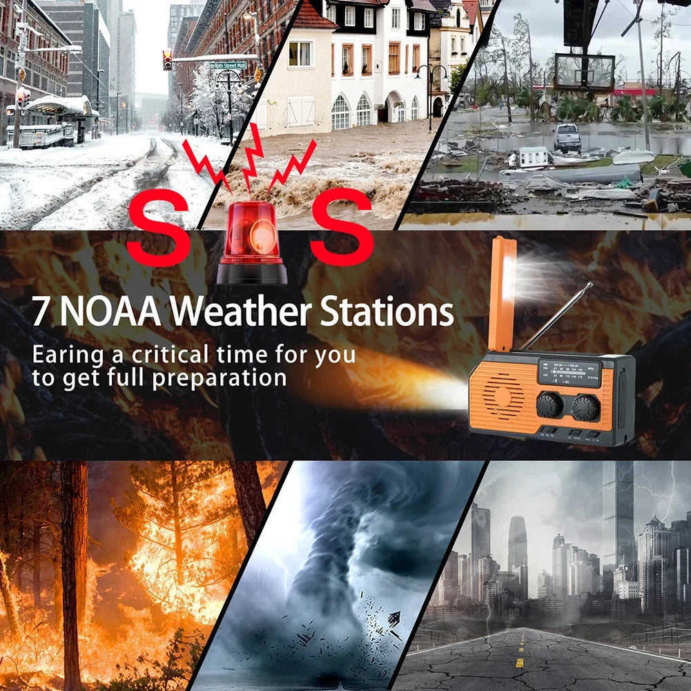 Lampe torche Radio multifonctionnelle à manivelle solaire portable