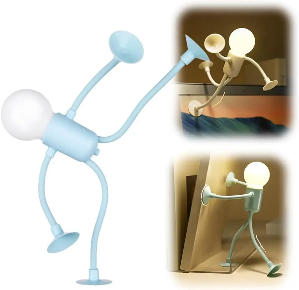 Lampe Veilleuse Flexible Ventouse en Forme de Bonhomme