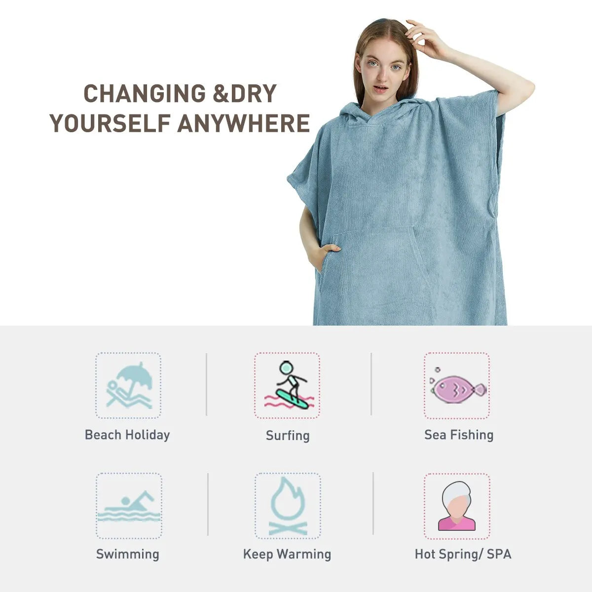 Poncho Serviette Microfibre à Séchage Rapide & Capuche