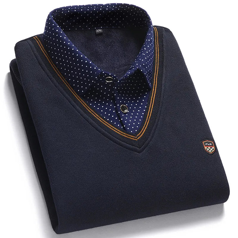 Pull Col V avec Chemise Ă motif - Homme