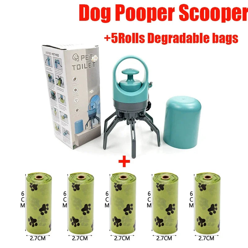 Ramasse-Crottes Portable pour Chien – Pince Ramasse Déjections Utilisation Sans Contact + 5 Sacs OFFERTS
