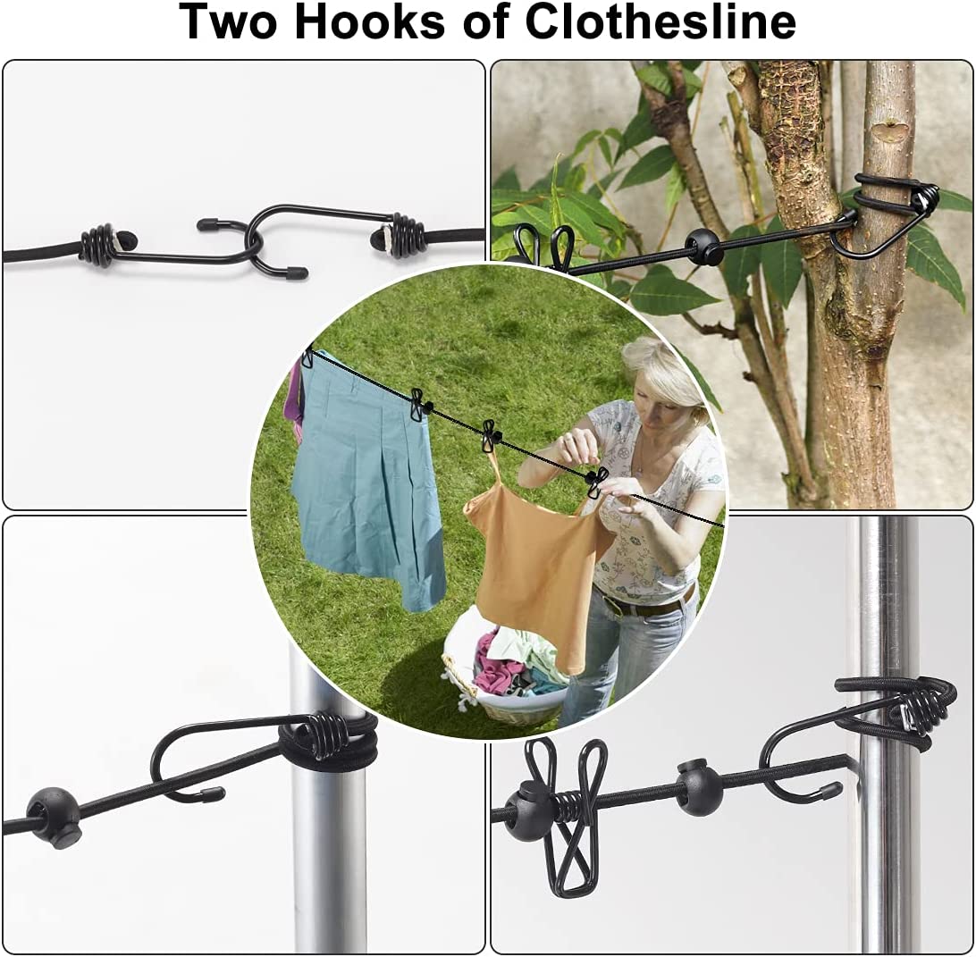Corde élastique de séchage des vêtements voyage - 12 clips