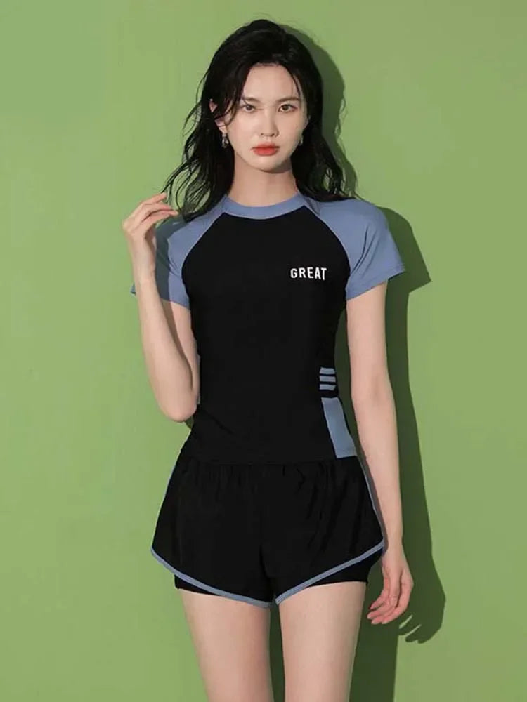Ensemble de Bain Confortable Manches Courtes Anti-UV