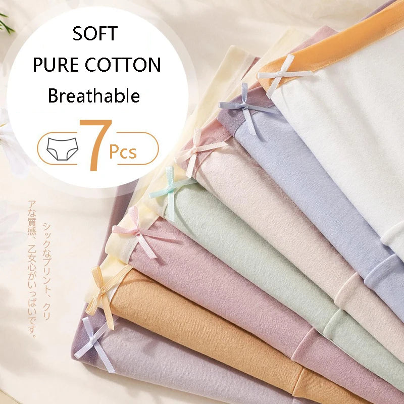 Lot de 7 Culottes en Coton respirant avec petit noeud