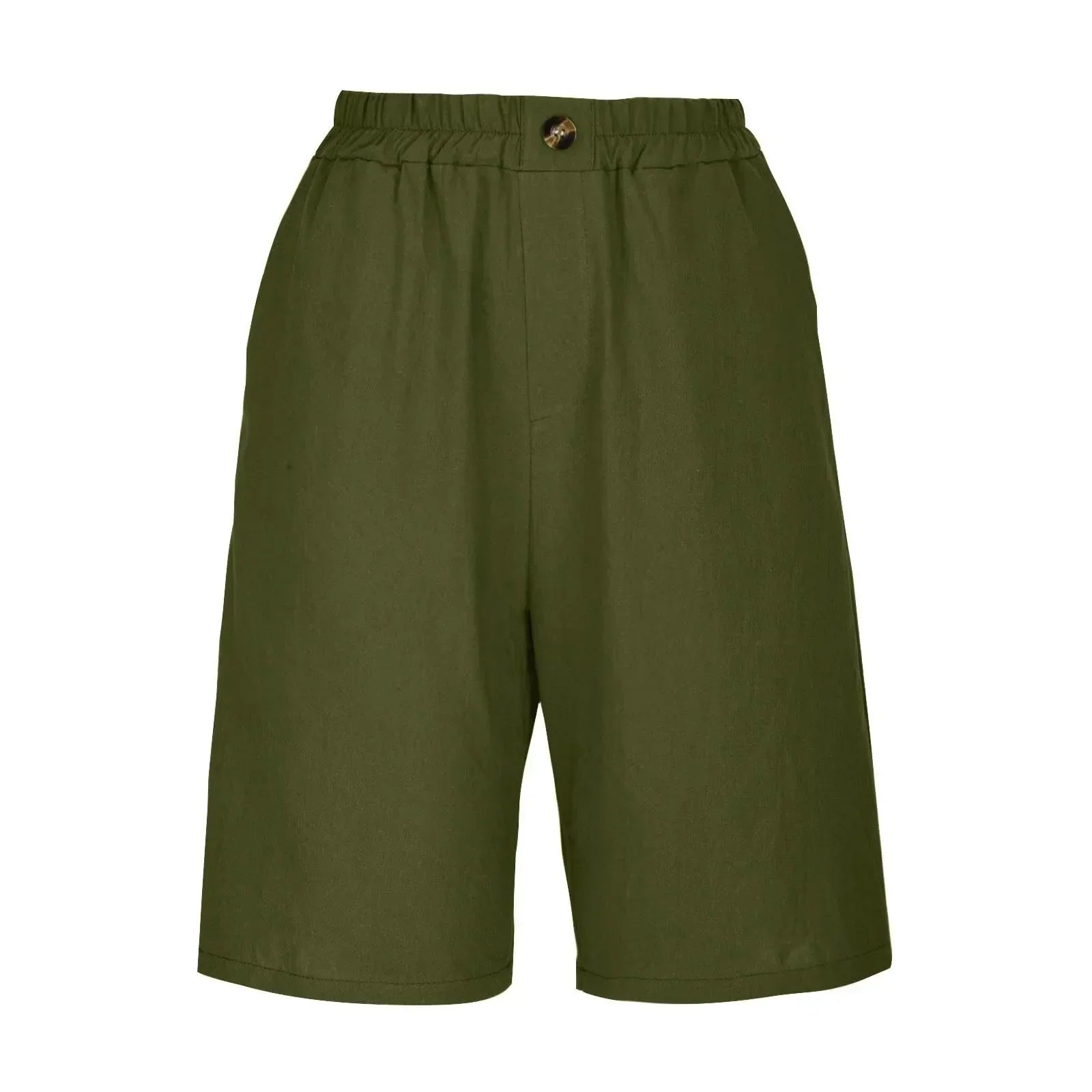 Short Long Femme Coton & Lin Taille Élastique