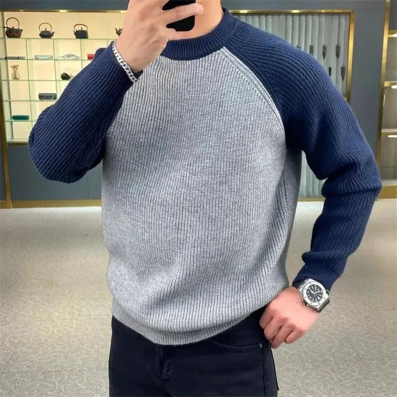 Pull à maille épaisse bicolore Homme