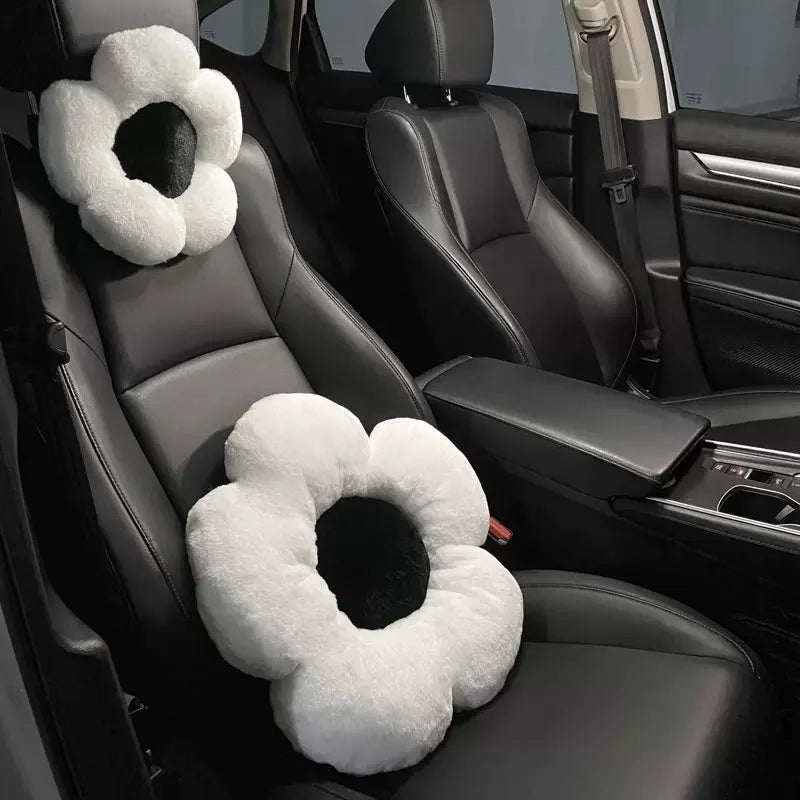 2x Oreillers de Voiture à Fleurs - Tête & Lombaires