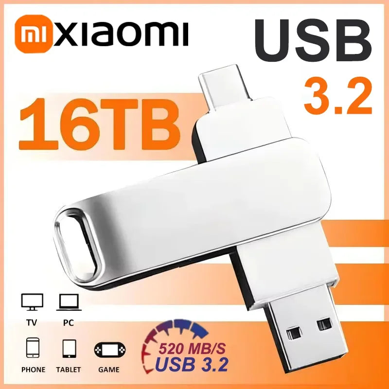 Clé USB 3.2 en Métal jusqu'à 16TB - Adaptateur Type-C OFFERT