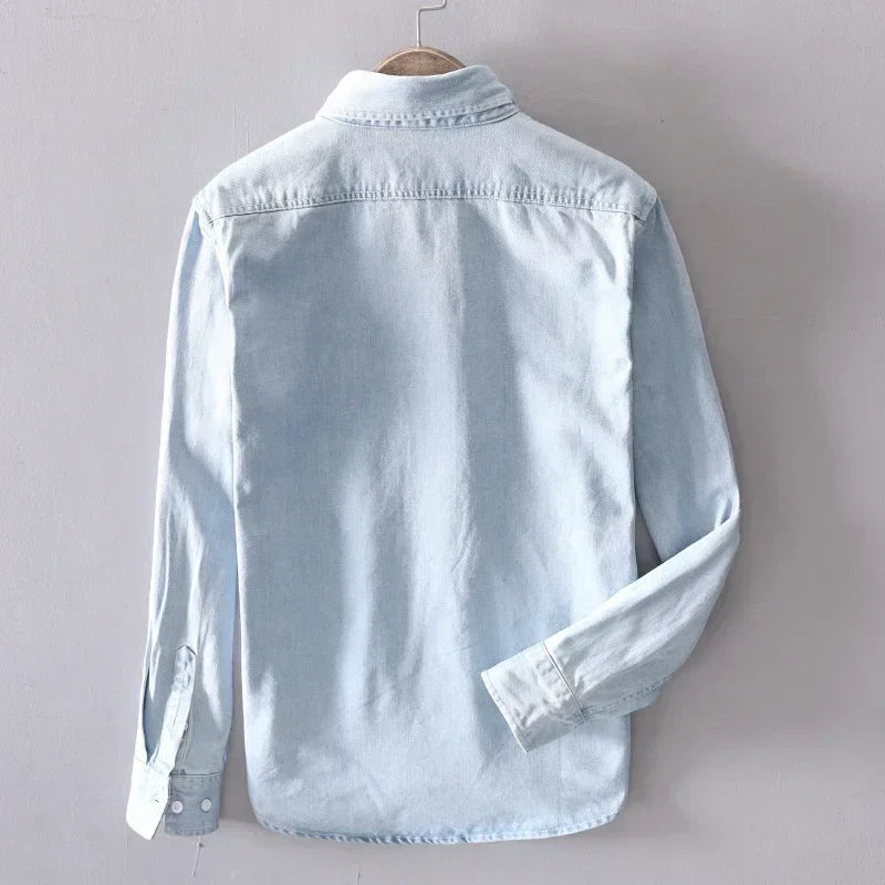 Chemise en Jean 100% Coton à Manches Longues pour Hommes