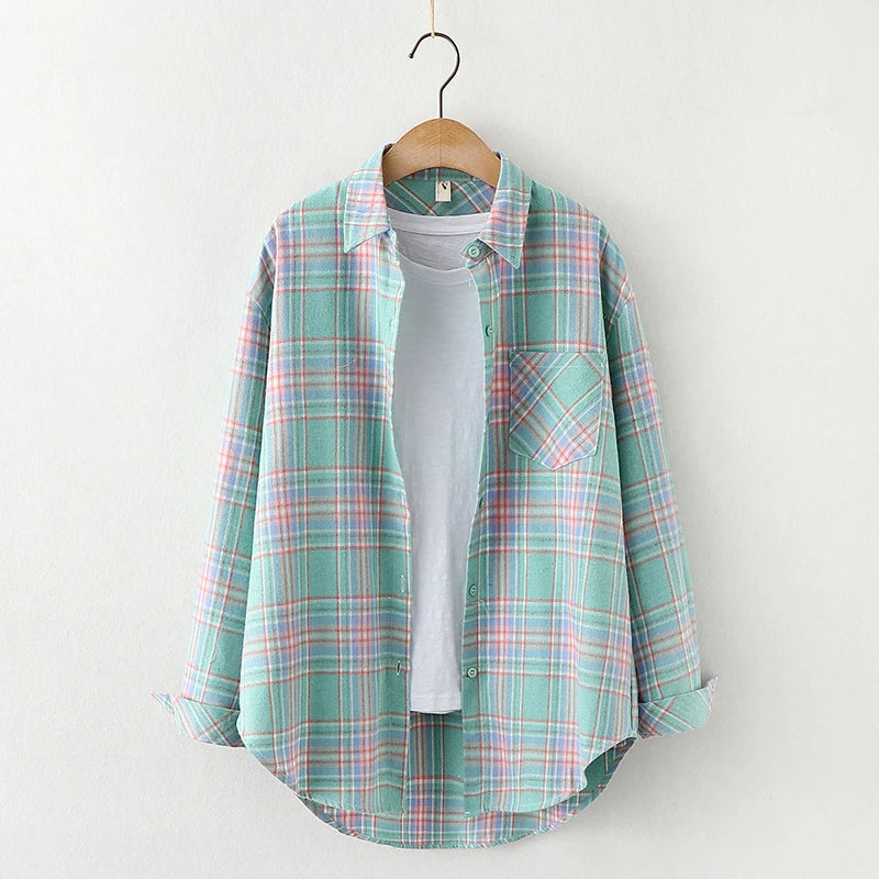 Chemise à Carreaux en Flanelle pour Femme - 10 Couleurs