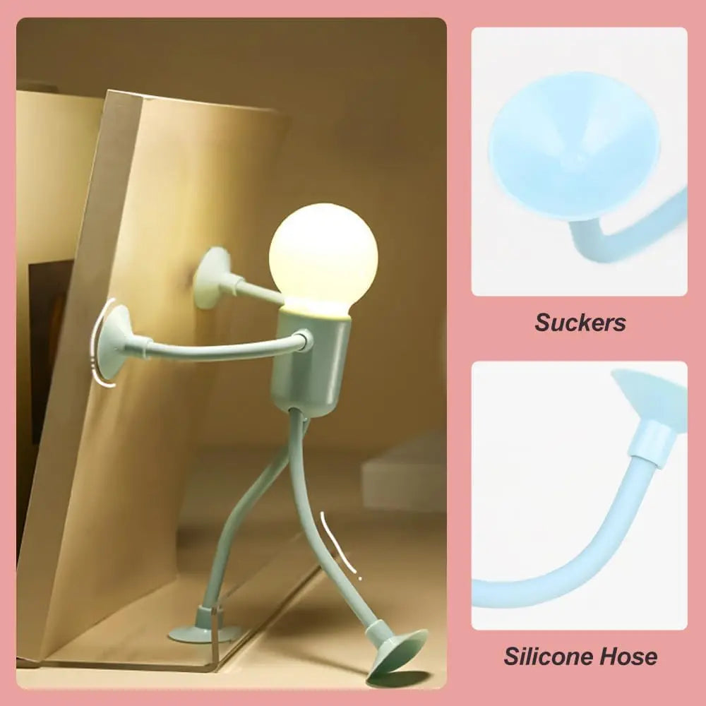 Lampe Veilleuse Flexible Ventouse en Forme de Bonhomme
