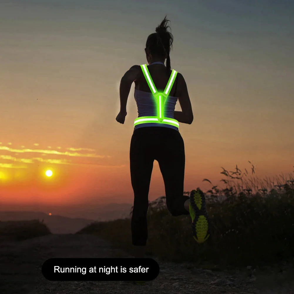 Gilet réfléchissant LED USB avec sac banane intégré