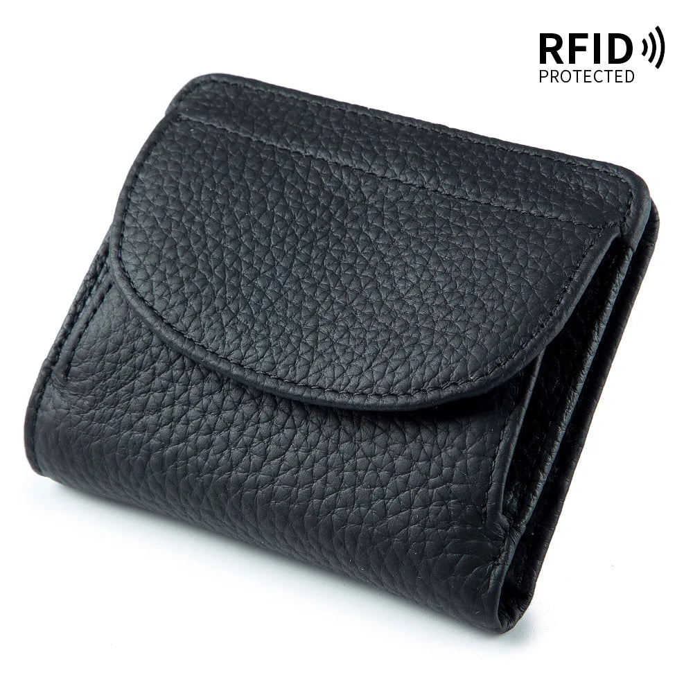 Portefeuille Mini RFID en Cuir Véritable pour Femmes — Ultra-fin, Pratique et Élégant