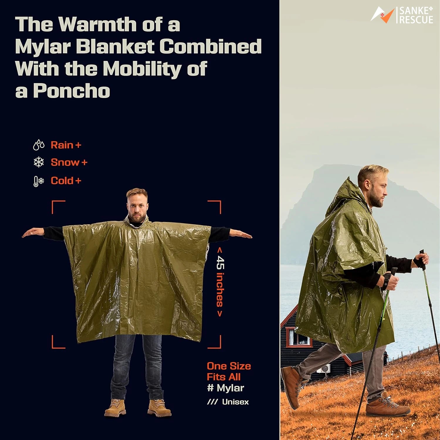 2x Poncho de Survie Isotherme Imperméable