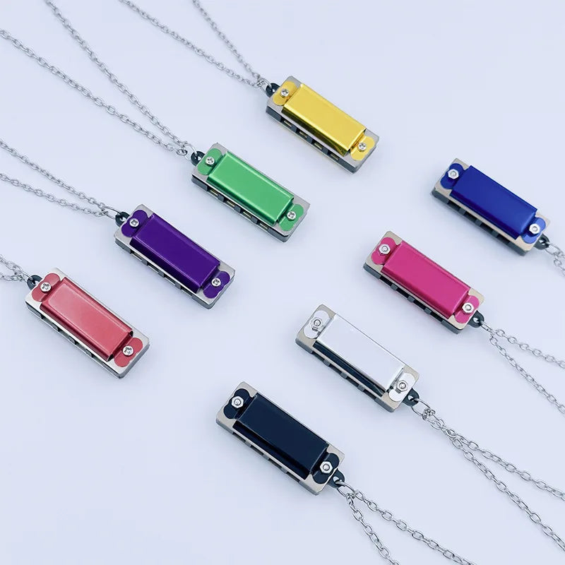 Collier Mini Harmonica à 4 trous et 8 tons - Idée Cadeau