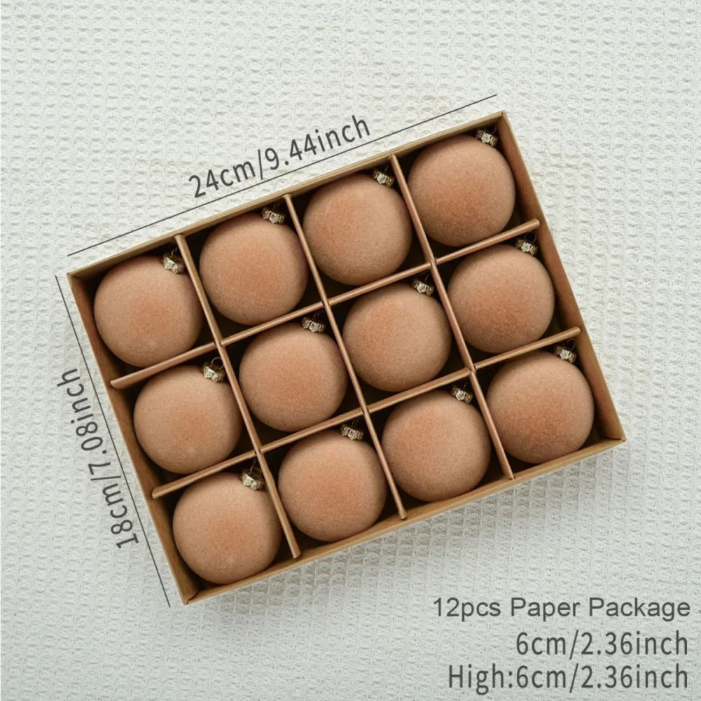 Ensemble de 12 Boules de Noël en Velours 5cm