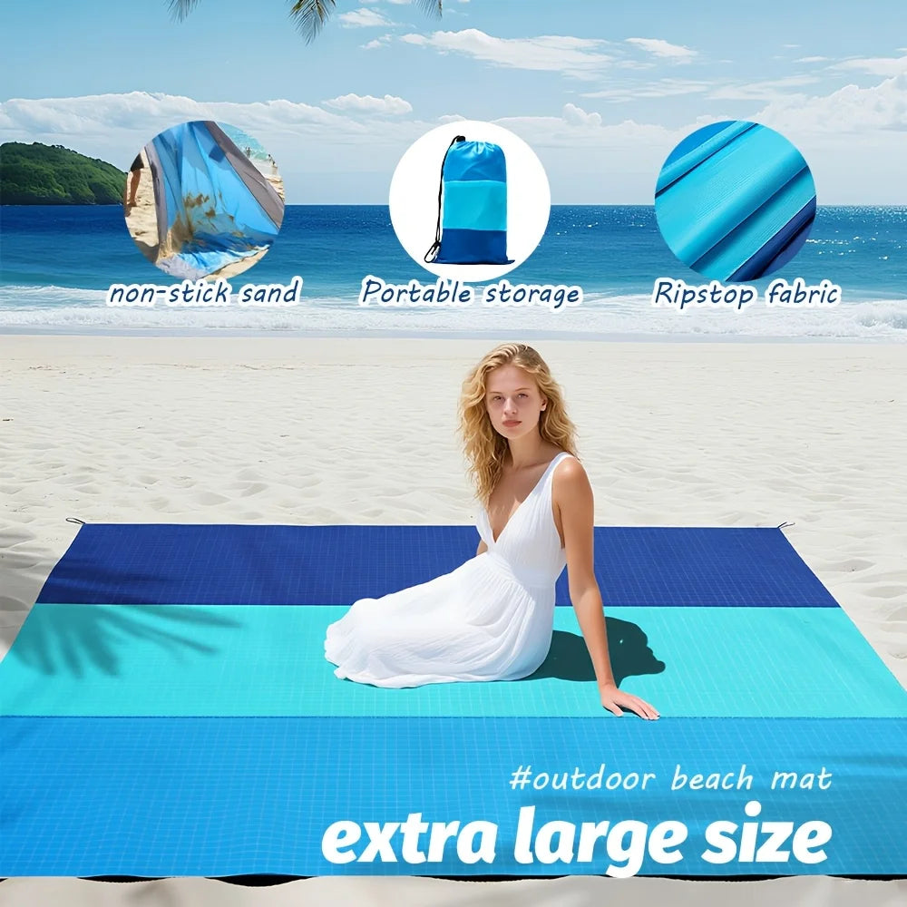 Tapis de Plage & Camping XXL Anti-Sable, Imperméable et à Séchage Rapide – Piquets & Housse FOURNIS
