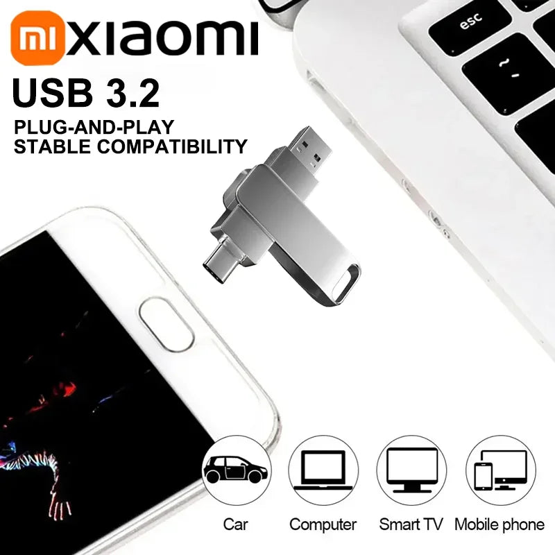 Clé USB 3.2 en Métal jusqu'à 16TB - Adaptateur Type-C OFFERT