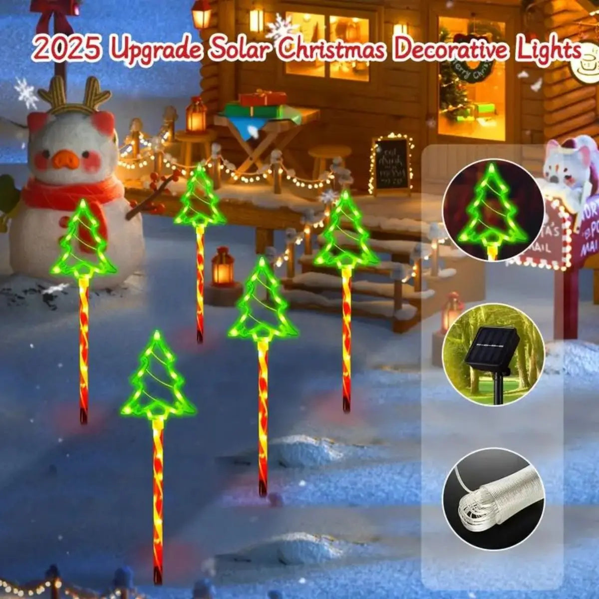 Décoration Sapin de Noël Bonbons Solaire - PACK DE 5