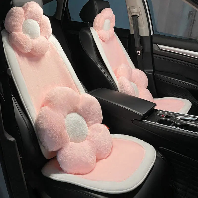 2x Oreillers de Voiture à Fleurs - Tête & Lombaires